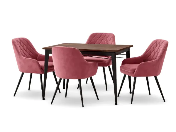 Orchid 4 Seater Dining Table with Chair in Peach